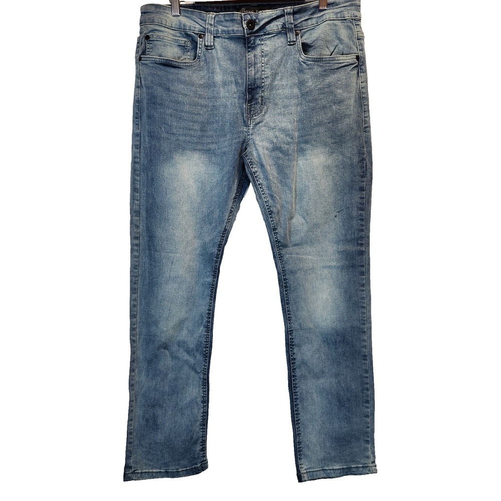 Marc Ecko Cut & Sew Jeans Men`s 34x29 Blue Pockets Whiskered Straight
